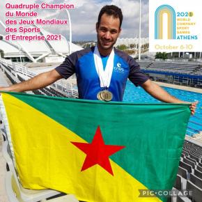 Natation : médailles d’or pour le Guyanais Cédric De Boisvilliers aux Jeux Mondiaux des Sports d’Entreprise